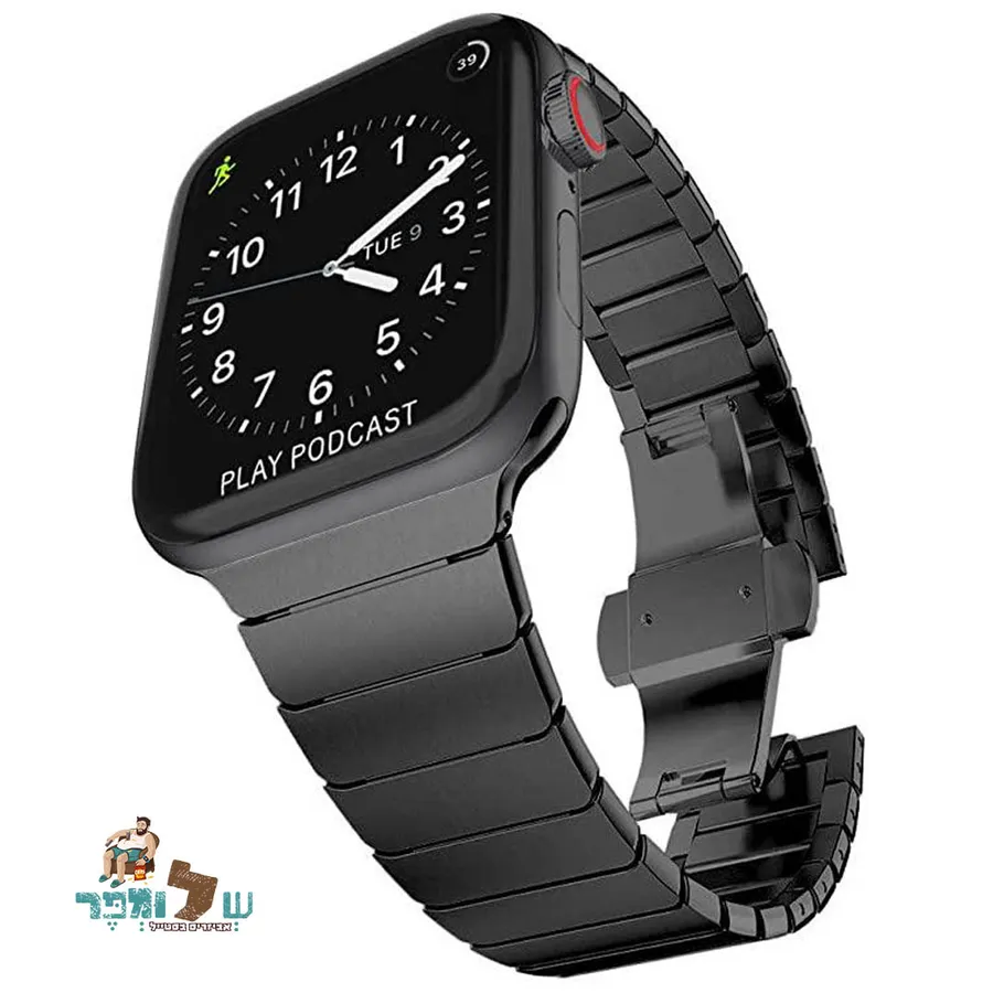 רצועת ברזל חוליות בצבע שחור - Watch4